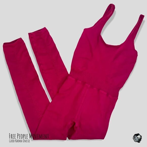 FP MOVEMENT GOOD KARMA ONESIE IN POMEGRANATE PINK FULL LENGTH ONE PIECE XS/S M/L - Picture 1 of 12